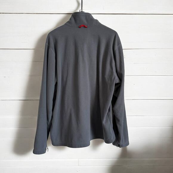 The North Face Gray Fleece Jacket Men’s XL Full Zip Red Logo - Picture 3 of 9
